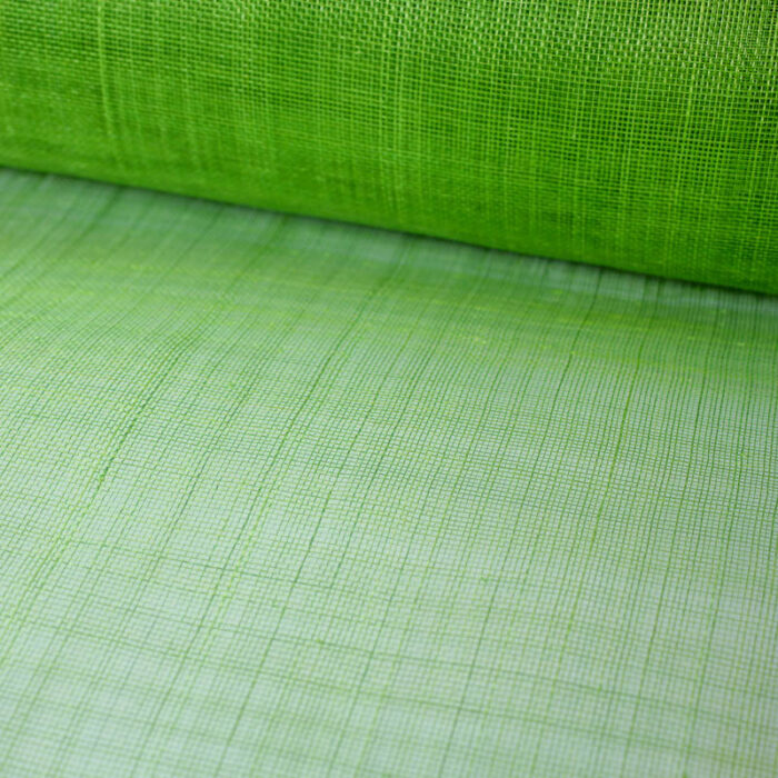 Lightly sized Gauzy look straw cloth in a bright lime green.