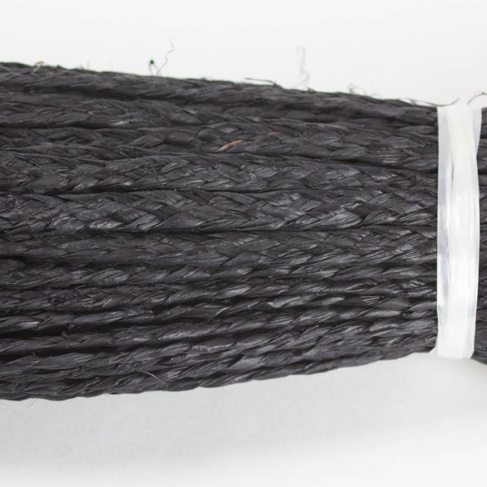 Black raffia straw braid, 7 to 8 millimeter width