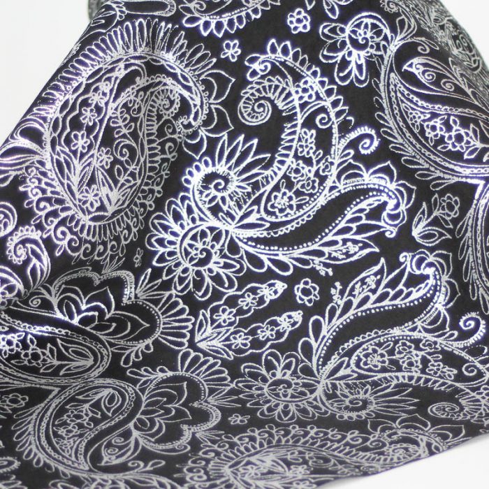 Paisley Black & Silver Suede - Judith M Millinery Supply House