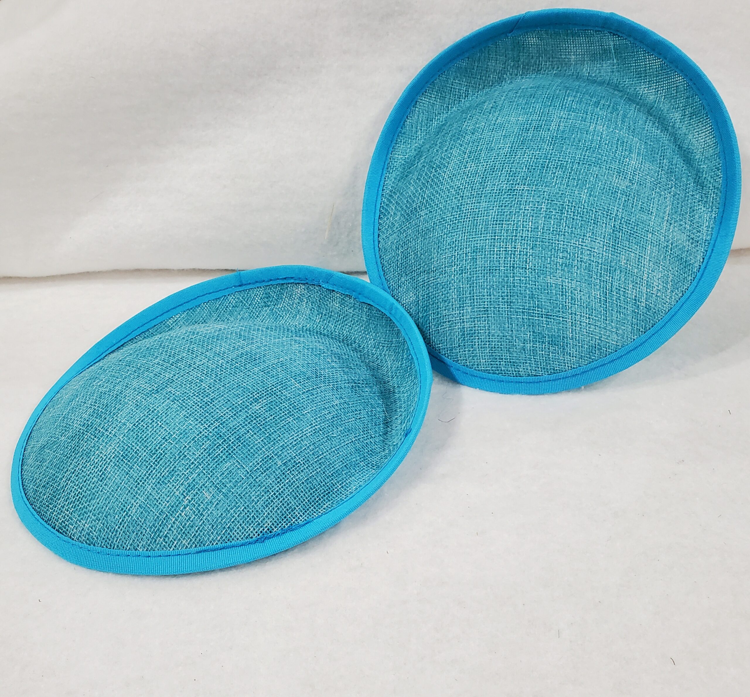 Teal pinokpok sinamay straw saucer hat with large teal and black windowpane  sinamay straw bow on headband